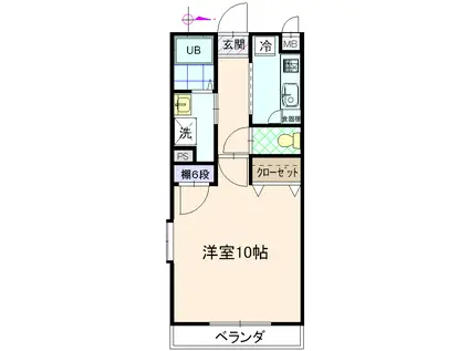 クレセントムーン(1K/2階)の間取り写真