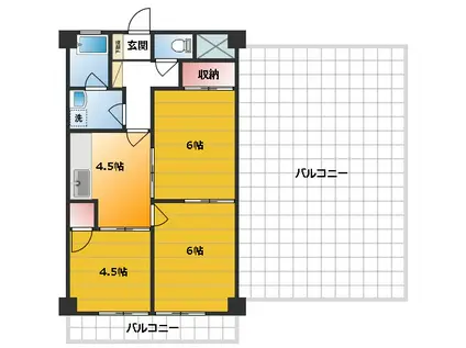 朝霞シティーハイツ(3DK/4階)の間取り写真