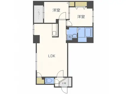 FACE(2LDK/9階)の間取り写真