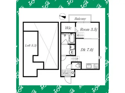FAMILY STAGE道徳 II(1DK/2階)の間取り写真