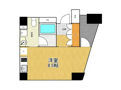 ベルエール天王寺(1K/6階)の間取り写真