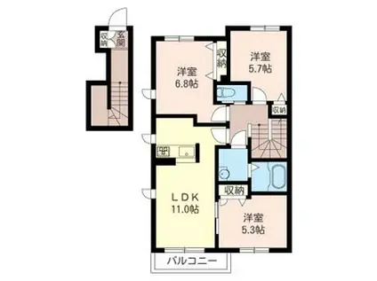 サンモールA(3LDK/2階)の間取り写真