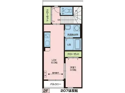 RS RESIDENCE II(1LDK/2階)の間取り写真