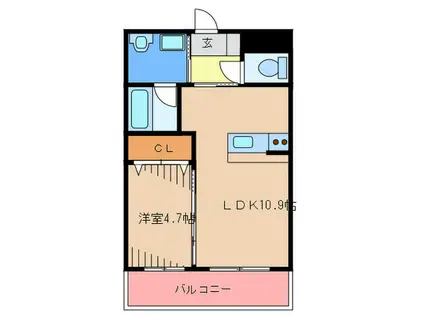 VIENTO SA・A(1LDK/3階)の間取り写真