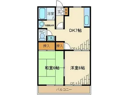 レグランナカノ壱番館(2DK/2階)の間取り写真