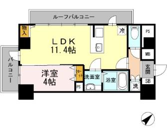 JP NOIE 早稲田(1LDK/8階)の間取り写真