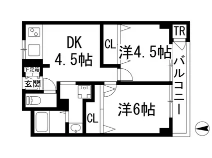 岩伸宝塚ファミールB棟(2DK/4階)の間取り写真