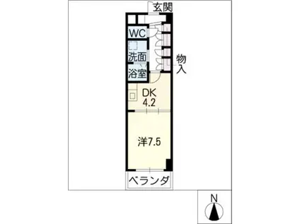 FOUR LEAVES前田(1DK/6階)の間取り写真