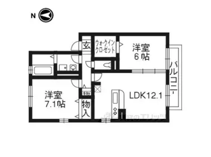 シャンゼトワール藤が尾C棟(2LDK/1階)の間取り写真