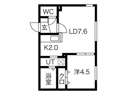COLORE N15W1(1LDK/4階)の間取り写真