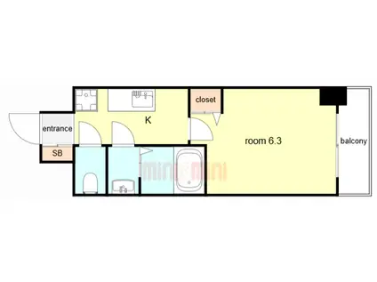 スプランディッドV(1K/6階)の間取り写真