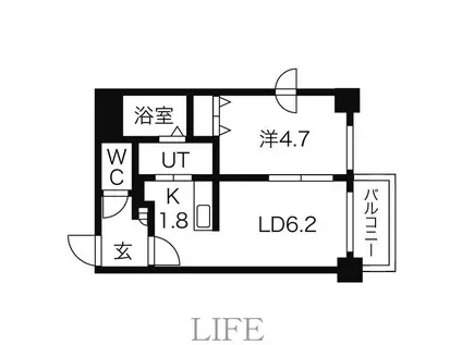 シュクル医大南(1LDK/3階)の間取り写真