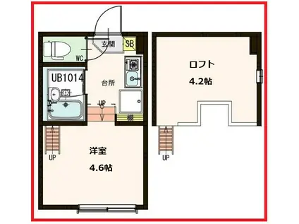 ジャルディーノ(ワンルーム/2階)の間取り写真