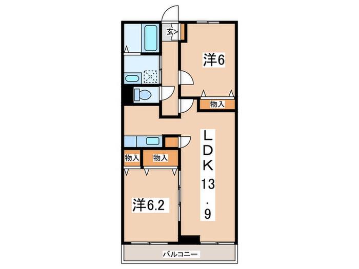 コンフォールいずみ中央(2LDK/2階)の間取り写真