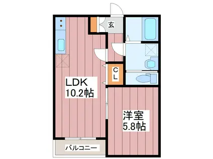 グランデュール仙台東郡山(1LDK/1階)の間取り写真