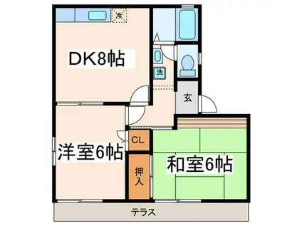 シティハウスシマムラII(2DK/1階)の間取り写真