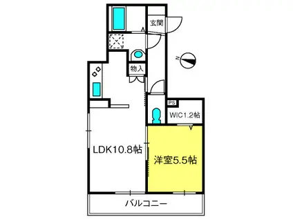 リビオン西青木(1LDK/2階)の間取り写真