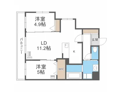 アルファスクエア福住2条(2LDK/1階)の間取り写真