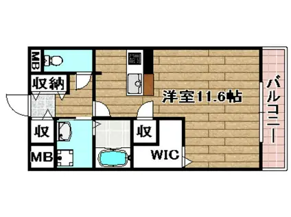 ヴィラソレーユ高槻町(1K/6階)の間取り写真