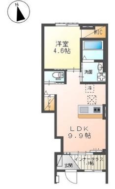 ラクードシャB(1LDK/1階)の間取り写真