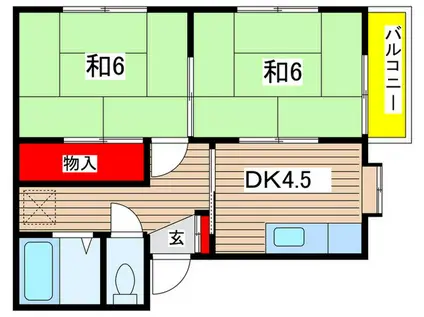ドエルABA(2DK/2階)の間取り写真