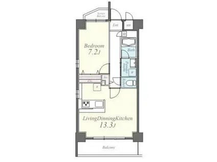 BON SOLEIL(1LDK/2階)の間取り写真