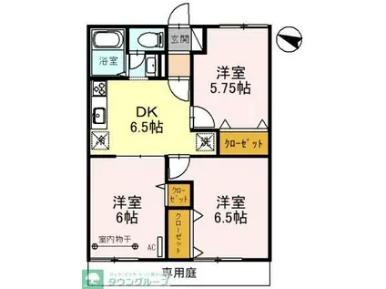 金町サニーハウス(3DK/1階)の間取り写真