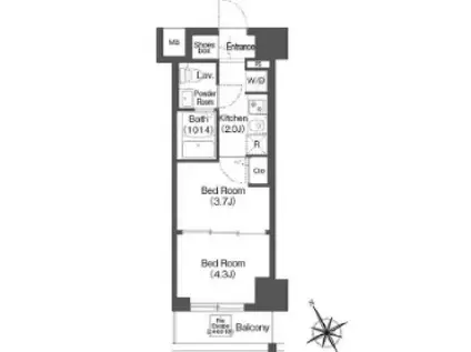 コンフォリア・リヴ根岸二丁目(2K/10階)の間取り写真