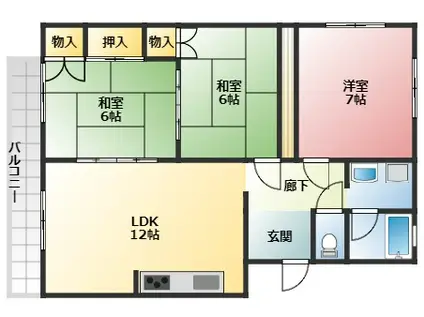 望月マンション(3LDK/3階)の間取り写真