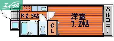 昭和ハイム東古松(1K/2階)の間取り写真