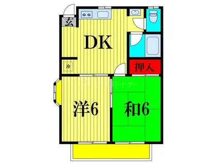 エステートピア北小金(2DK/2階)の間取り写真