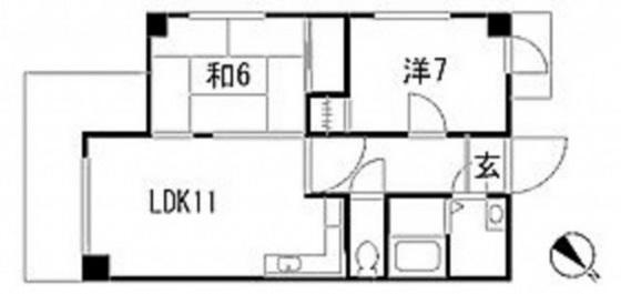 沖ビル(2LDK/4階)の間取り写真