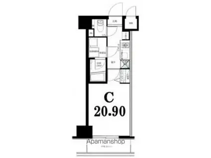 グリフィン横浜・西口壱番館(1K/4階)の間取り写真