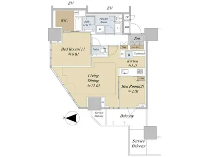 BRILLIA TOWER 池袋 ウエスト(2LDK/24階)の間取り写真