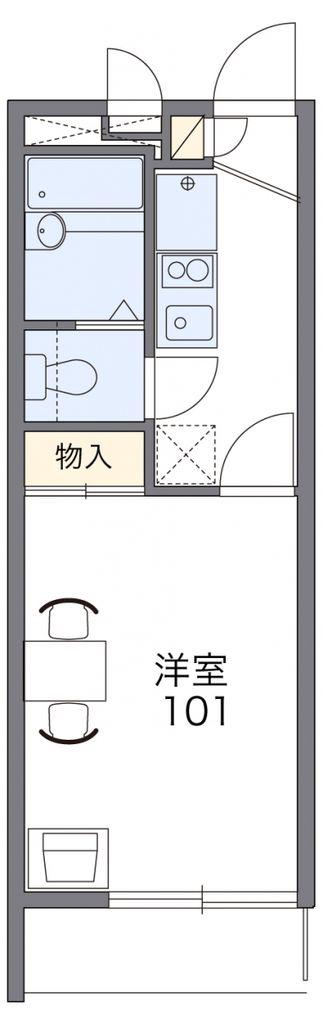 レオパレスポプラ(1K/1階)の間取り写真