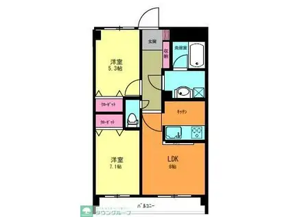 フォルティーヌ皿沼(2LDK/1階)の間取り写真