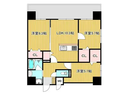 ルークス紅梅(3LDK/10階)の間取り写真