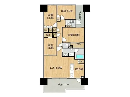 ル・サンクつくば並木(4LDK/14階)の間取り写真