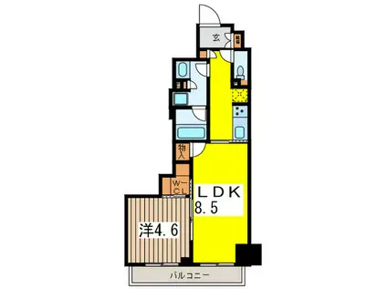 ザ・パークハビオ日本橋箱崎町(1LDK/3階)の間取り写真