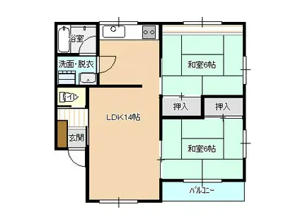 レジーナヴィラ小中野A棟(2LDK/1階)の間取り写真