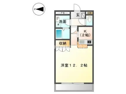 ロワール(1K/1階)の間取り写真