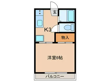 ニューフォーブル加藤(1K/1階)の間取り写真