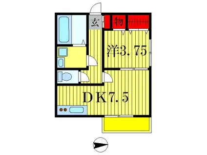 キューブ東松戸(1DK/1階)の間取り写真