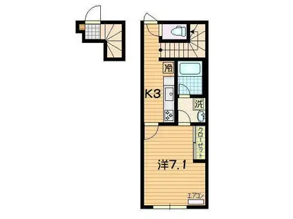 フィオーレ上堂(1K/2階)の間取り写真