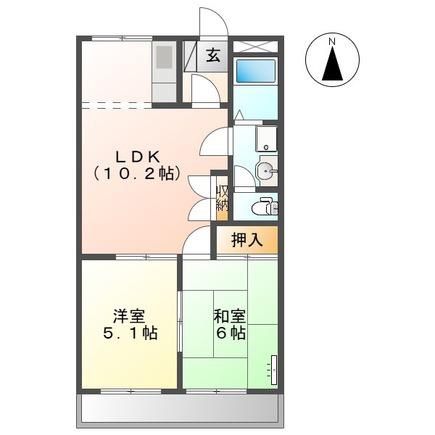 モナヴェイル(2LDK/2階)の間取り写真