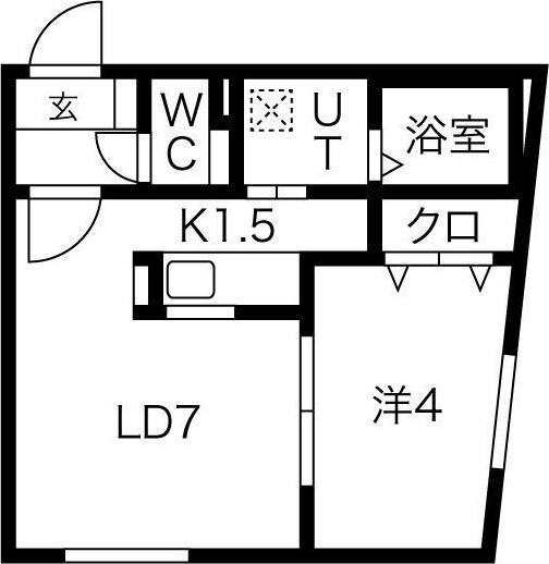 ラフィーネ平岸公園(1LDK/1階)の間取り写真