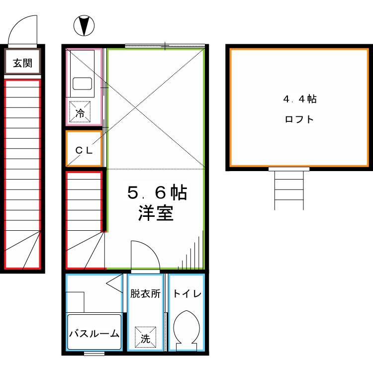 バーミプレイス東小金井(ワンルーム/2階)の間取り写真