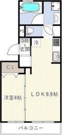 ヒールコートII(1LDK/1階)の間取り写真