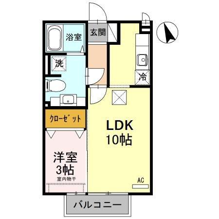 クイール(1LDK/1階)の間取り写真