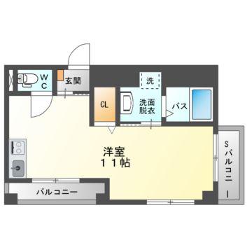 ガーデンヒルズ守口(ワンルーム/7階)の間取り写真